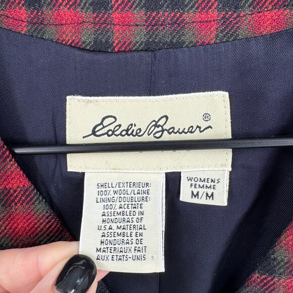 Vintage Eddie Bauer 100% Wool Red Plaid Vest Made in USA Heritage Cabin Medium - Picture 3 of 5